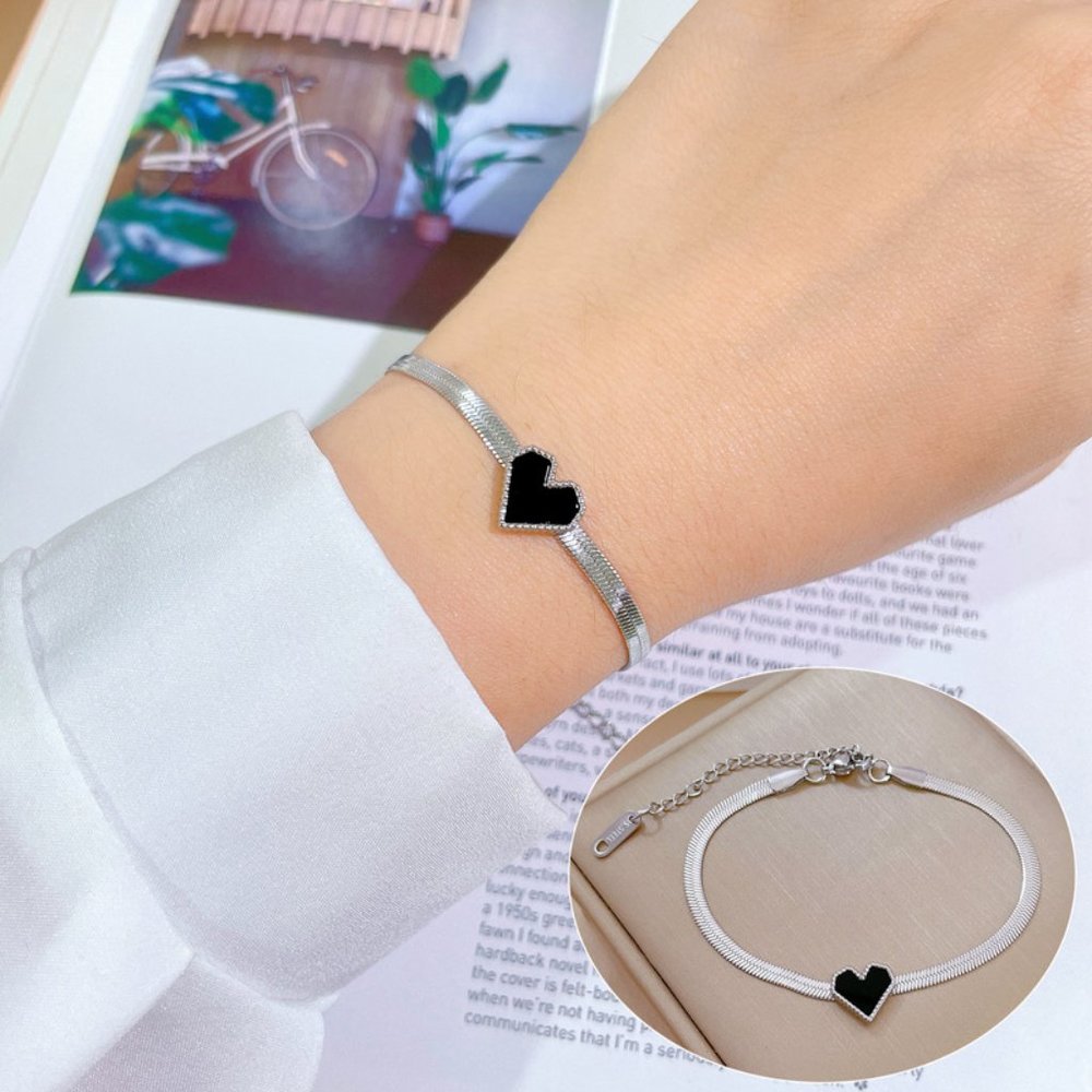 3/$35 NEW Heart Shape Titanium Stainless Steel Silver Tone Love Bracelet Gift